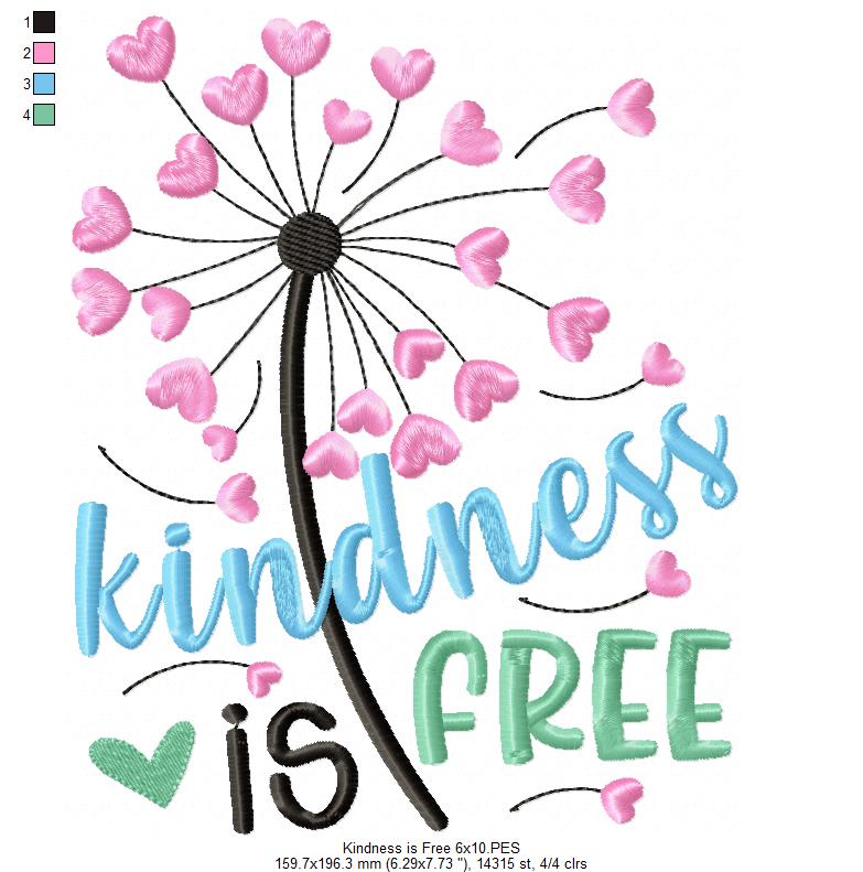Kindness is Free ... Sprinkle it Everywhere - Fill Stitch - Set of 2 designs - Machine Embroidery Design