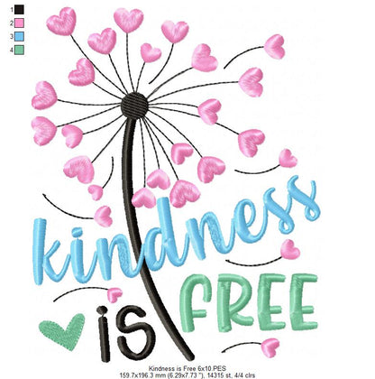 Kindness is Free ... Sprinkle it Everywhere - Fill Stitch - Set of 2 designs - Machine Embroidery Design