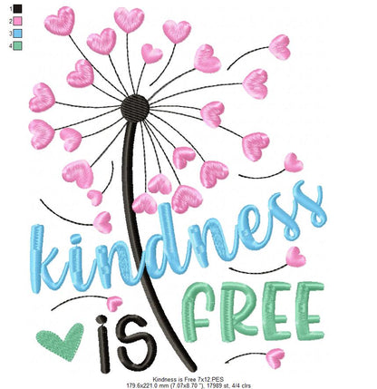 Kindness is Free ... Sprinkle it Everywhere - Fill Stitch - Set of 2 designs - Machine Embroidery Design