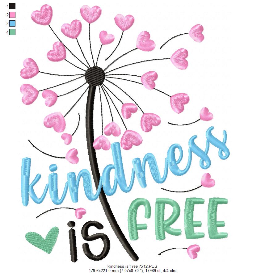 Kindness is Free ... Sprinkle it Everywhere - Fill Stitch - Set of 2 designs - Machine Embroidery Design