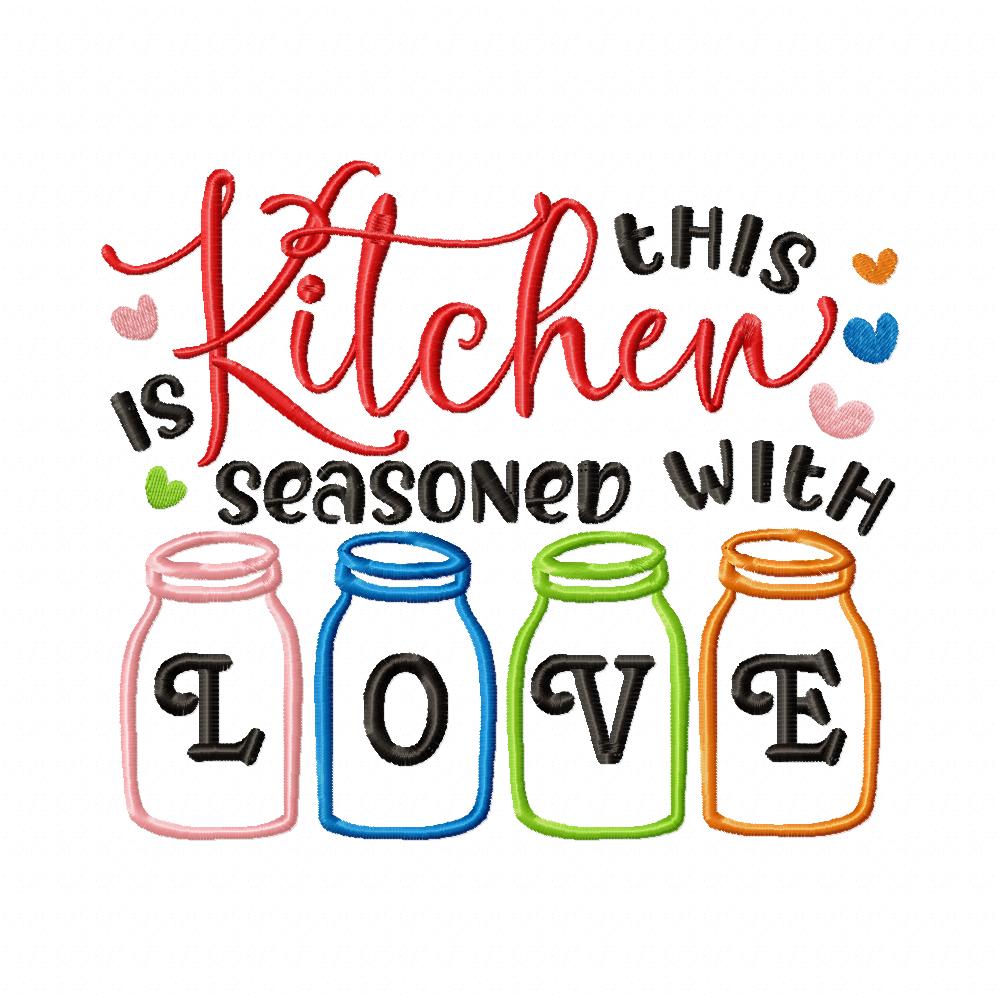 This Kitchen is Seasoned with Love - Fill Stitch - Machine Embroidery Design