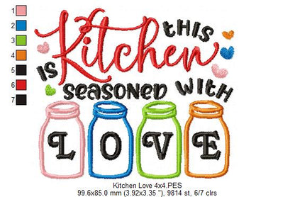 This Kitchen is Seasoned with Love - Fill Stitch - Machine Embroidery Design