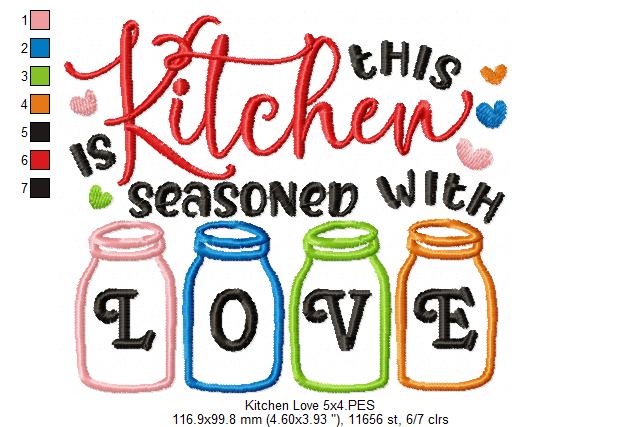 This Kitchen is Seasoned with Love - Fill Stitch - Machine Embroidery Design