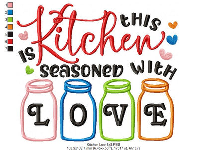 This Kitchen is Seasoned with Love - Fill Stitch - Machine Embroidery Design