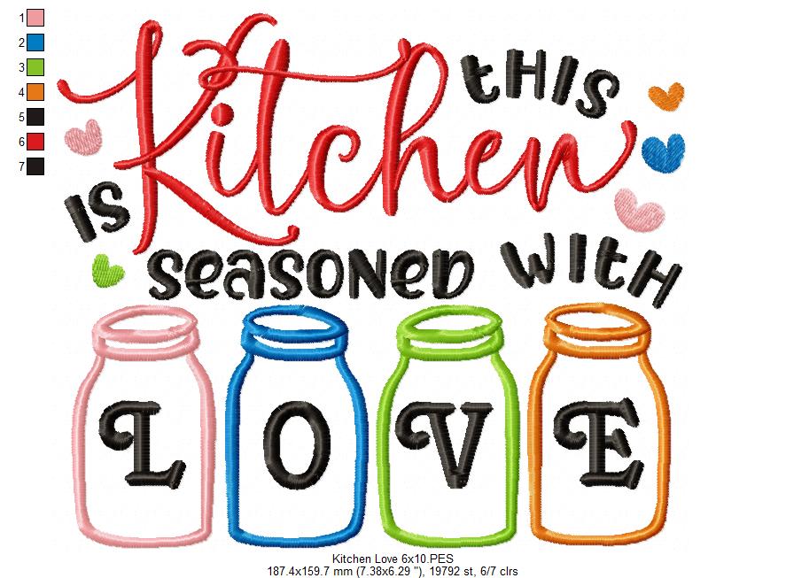 This Kitchen is Seasoned with Love - Fill Stitch - Machine Embroidery Design
