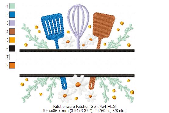 Kitchenware Kitchen Split - Fill Stitch - Machine Embroidery Design