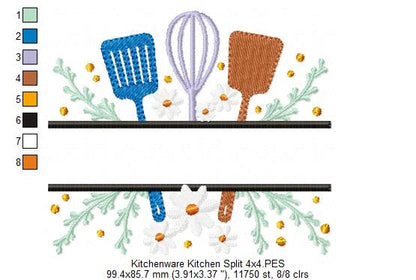 Kitchenware Kitchen Split - Fill Stitch - Machine Embroidery Design