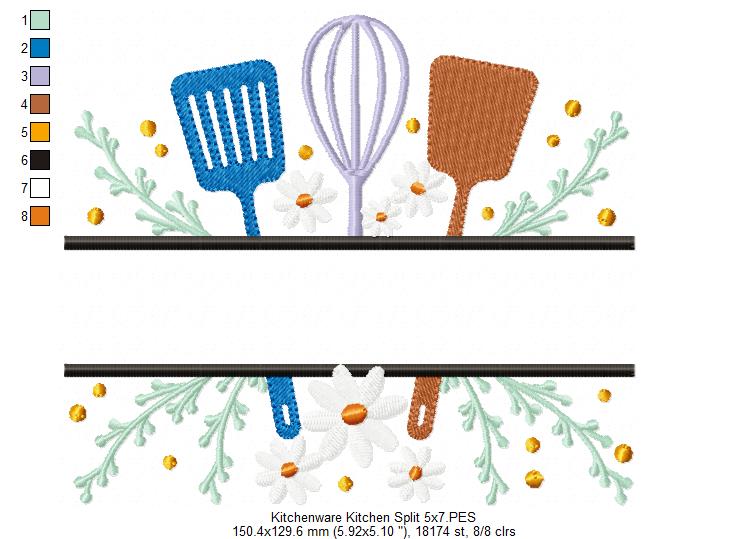 Kitchenware Kitchen Split - Fill Stitch - Machine Embroidery Design