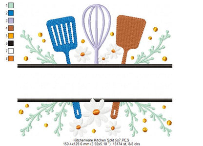 Kitchenware Kitchen Split - Fill Stitch - Machine Embroidery Design