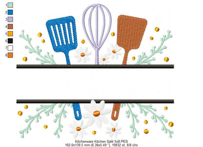 Kitchenware Kitchen Split - Fill Stitch - Machine Embroidery Design