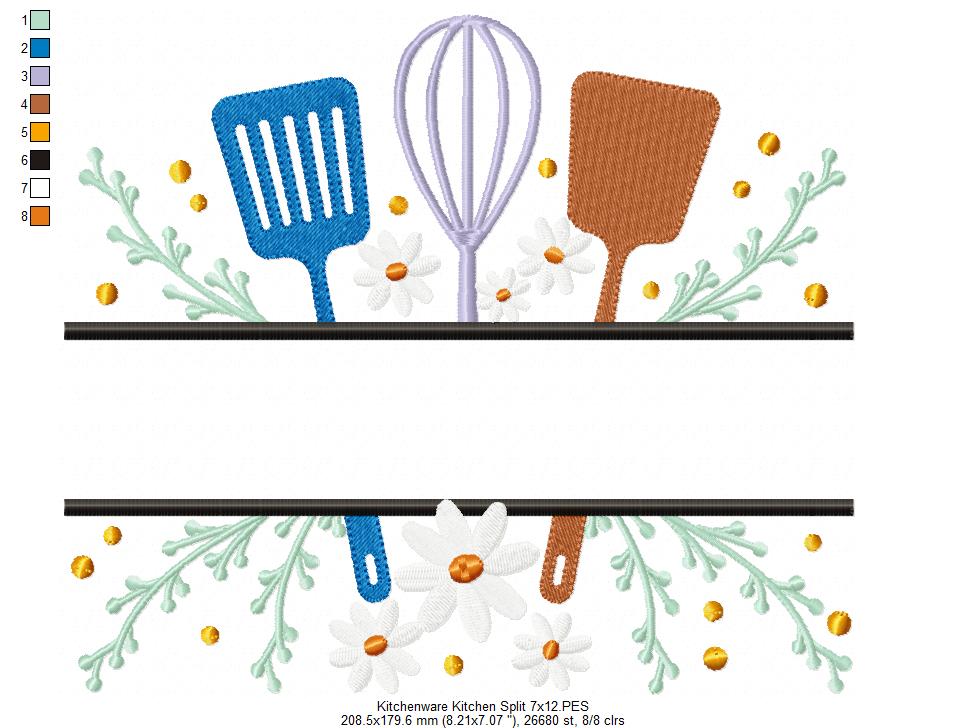 Kitchenware Kitchen Split - Fill Stitch - Machine Embroidery Design