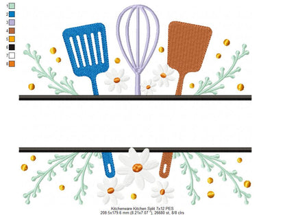 Kitchenware Kitchen Split - Fill Stitch - Machine Embroidery Design