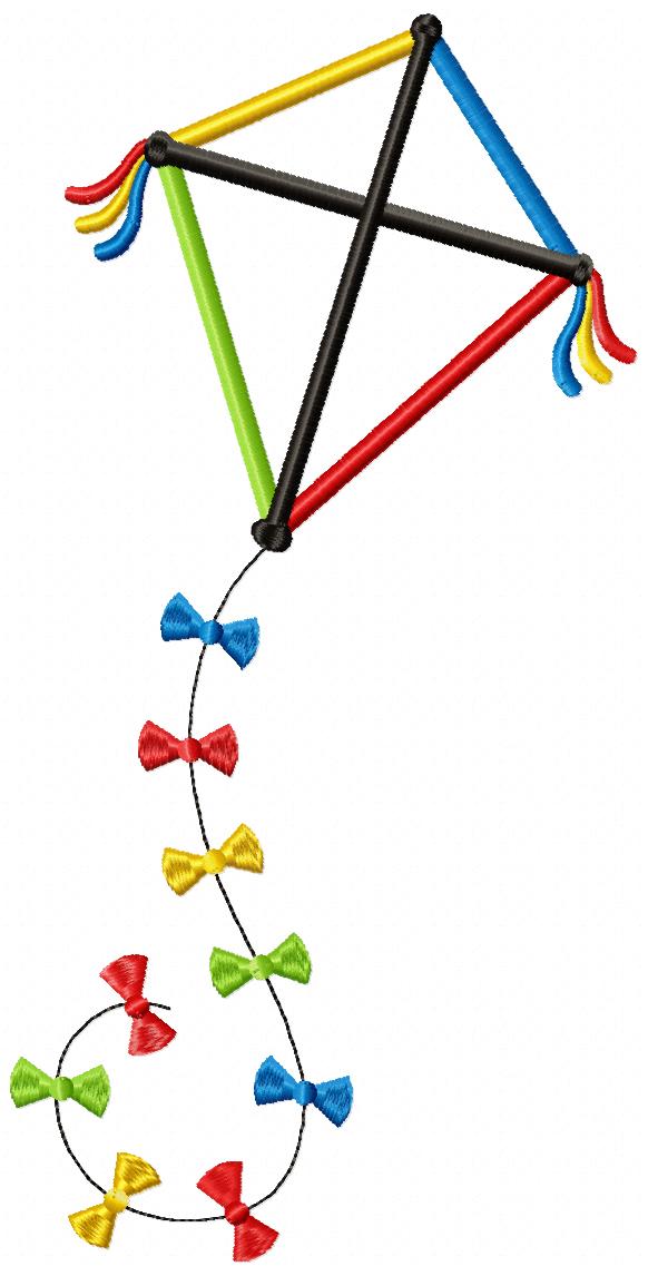 Little Kite with Whimsical Bows – Appliqué – Machine Embroidery Design