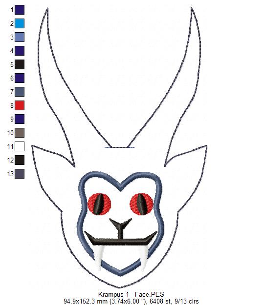 Krampus Tree Ornaments Set - ITH Project - Machine Embroidery Design