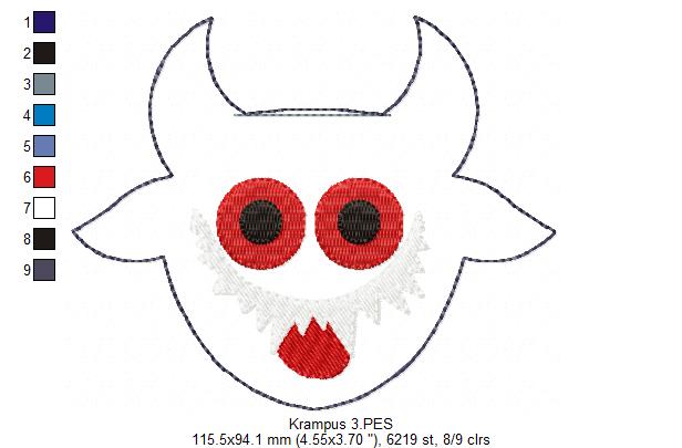 Krampus Tree Ornaments Set - ITH Project - Machine Embroidery Design