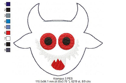Krampus Tree Ornaments Set - ITH Project - Machine Embroidery Design