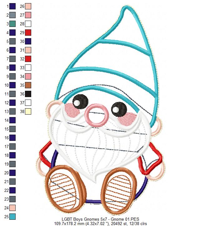 LGBT Gnome Couple Ornament - ITH Project - Machine Embroidery Design