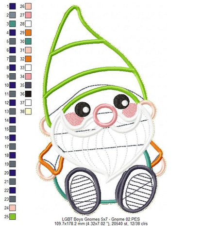 LGBT Gnome Couple Ornament - ITH Project - Machine Embroidery Design