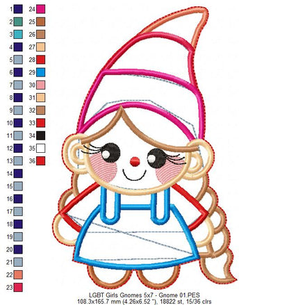 LGBT Gnome Couple Ornament - ITH Project - Machine Embroidery Design