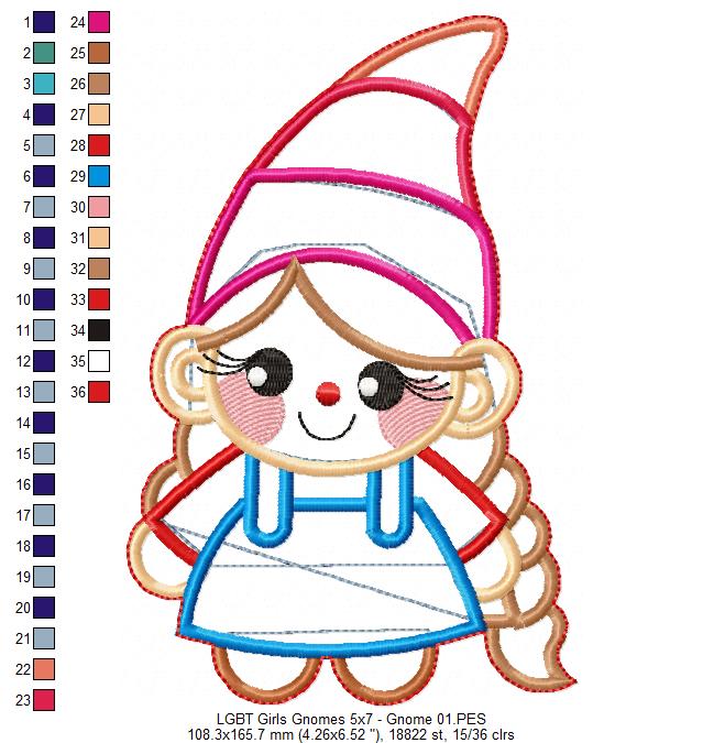 LGBT Gnome Couple Ornament - ITH Project - Machine Embroidery Design