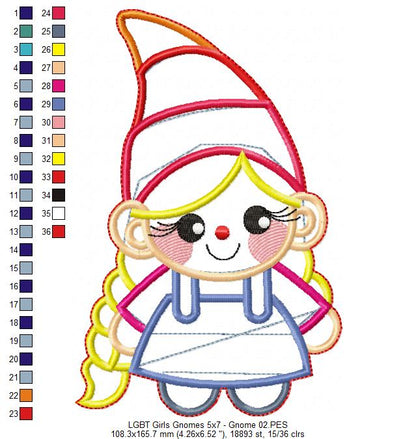 LGBT Gnome Couple Ornament - ITH Project - Machine Embroidery Design