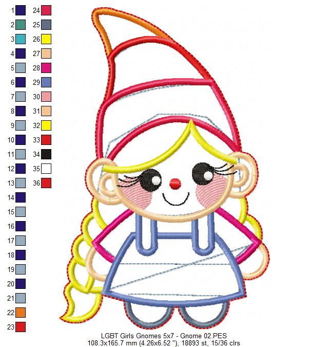 LGBT Gnome Couple Ornament - ITH Project - Machine Embroidery Design