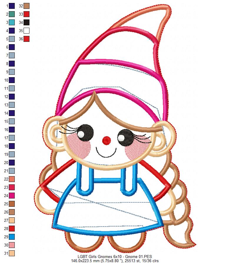 LGBT Gnome Couple Ornament - ITH Project - Machine Embroidery Design