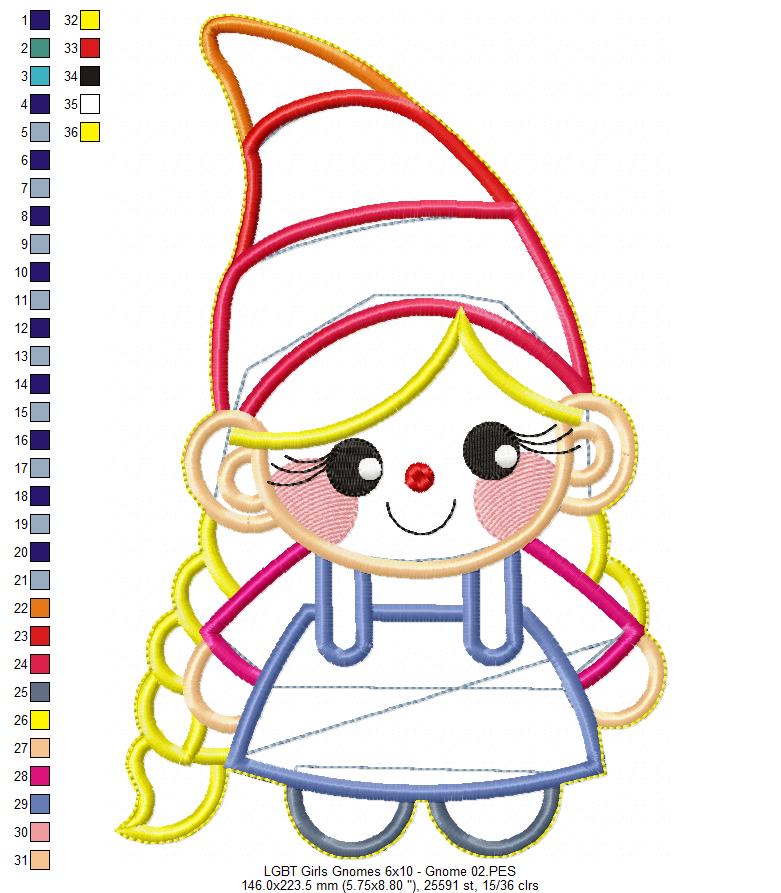 LGBT Gnome Couple Ornament - ITH Project - Machine Embroidery Design