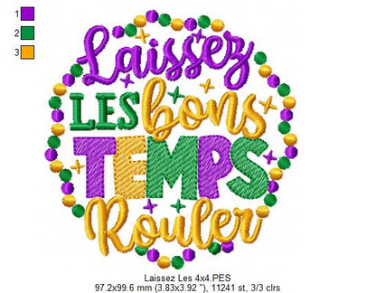 Laissez Les Bons Temps Rouler - Fill Stitch - Machine Embroidery Design