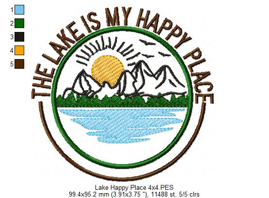 The Lake is my Happy Place - Fill Stitch - Machine Embroidery Design