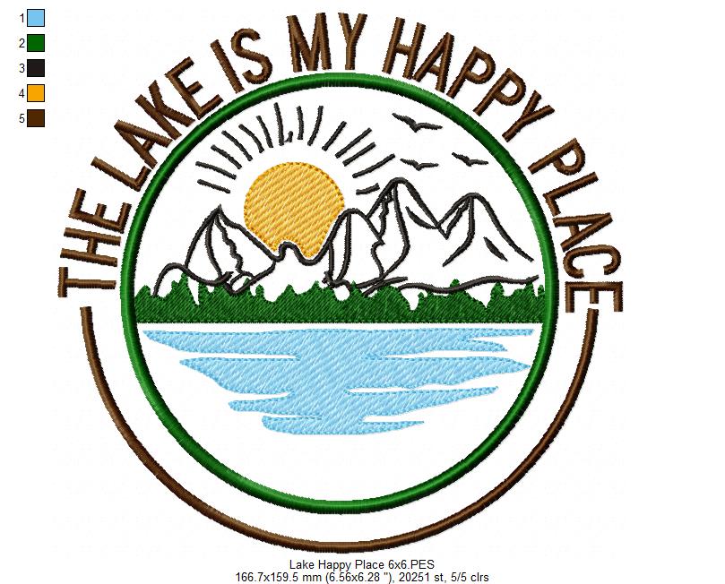 The Lake is my Happy Place - Fill Stitch - Machine Embroidery Design