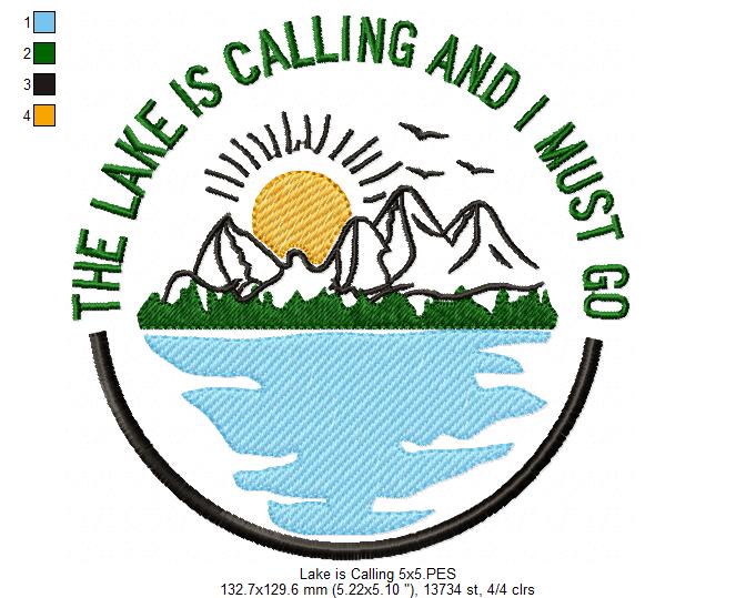 The Lake is Calling and I Must Go - Fill Stitch - Machine Embroidery Design