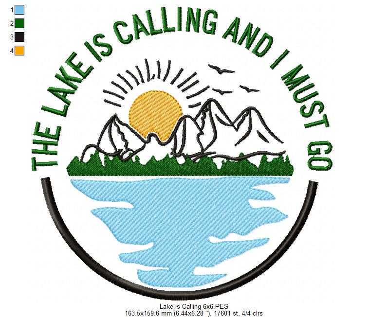The Lake is Calling and I Must Go - Fill Stitch - Machine Embroidery Design