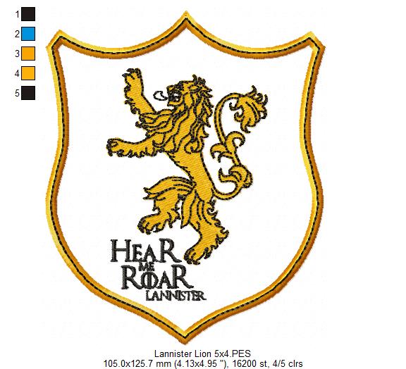 Game of Thrones Lannister Lion - Fill Stitch - Machine Embroidery Design