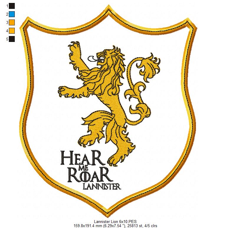 Game of Thrones Lannister Lion - Fill Stitch - Machine Embroidery Design