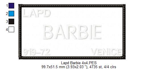 LAPD Barbie and Ken - Barbie Movie - Applique Embroidery - Set of 2 Designs