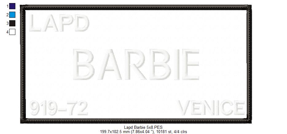 LAPD Barbie and Ken - Barbie Movie - Applique Embroidery - Set of 2 Designs