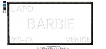 LAPD Barbie and Ken - Barbie Movie - Applique Embroidery - Set of 2 Designs