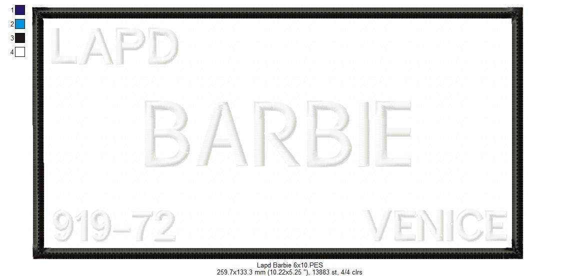 LAPD Barbie and Ken - Barbie Movie - Applique Embroidery - Set of 2 Designs