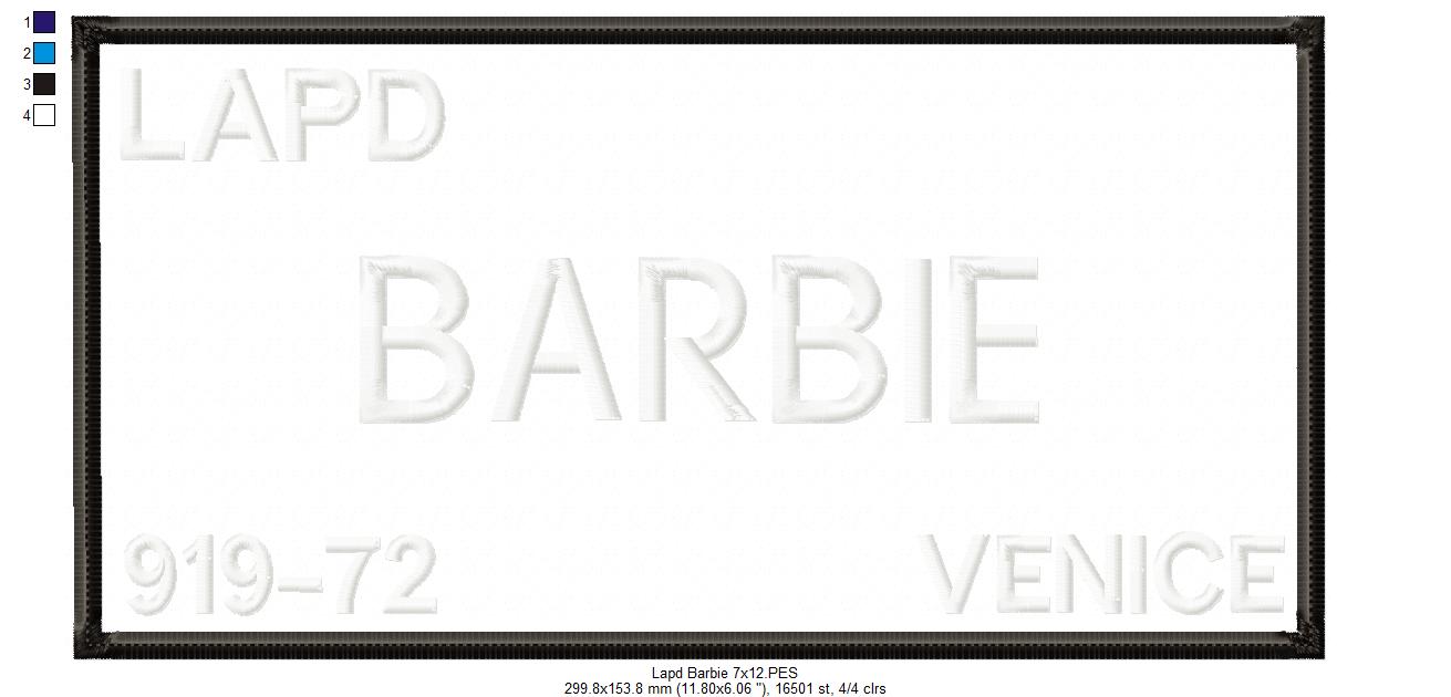 LAPD Barbie and Ken - Barbie Movie - Applique Embroidery - Set of 2 Designs