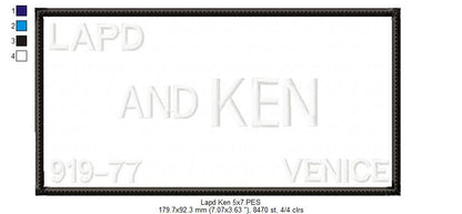 LAPD Barbie and Ken - Barbie Movie - Applique Embroidery - Set of 2 Designs