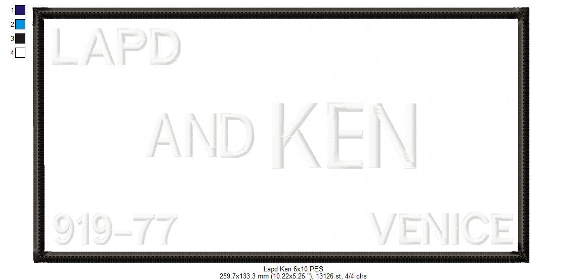 LAPD Barbie and Ken - Barbie Movie - Applique Embroidery - Set of 2 Designs