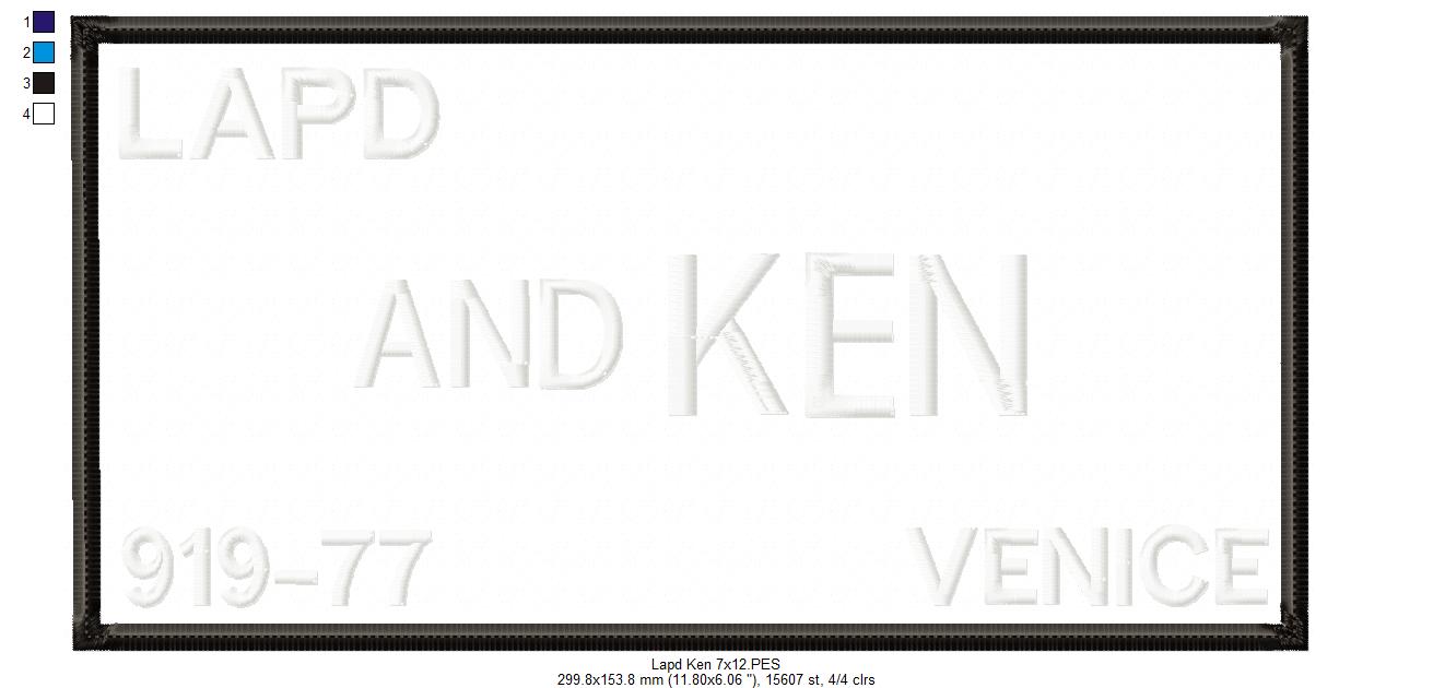 LAPD Barbie and Ken - Barbie Movie - Applique Embroidery - Set of 2 Designs