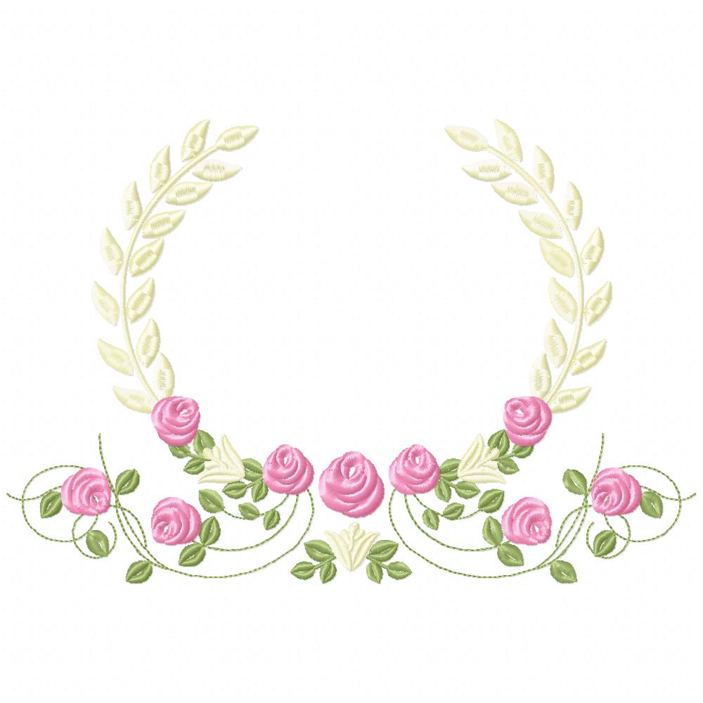 Laurel Floral Frame - Fill Stitch - Machine Embroidery Design