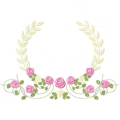 Laurel Floral Frame - Fill Stitch - Machine Embroidery Design