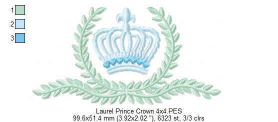 Laurel Prince Crown - Fill Stitch Embroidery