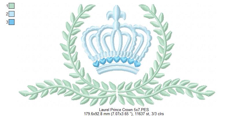 Laurel Prince Crown - Fill Stitch Embroidery