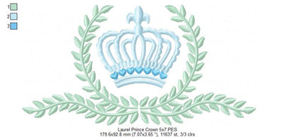 Laurel Prince Crown - Fill Stitch Embroidery
