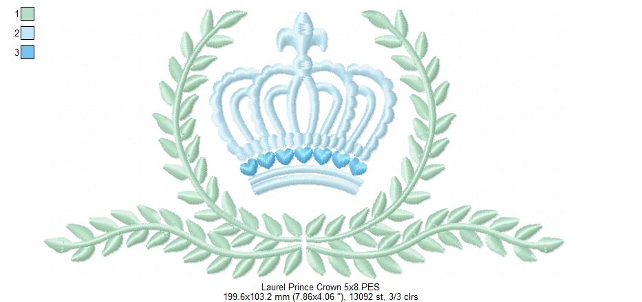 Laurel Prince Crown - Fill Stitch Embroidery