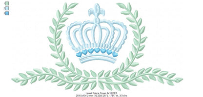 Laurel Prince and Princess Crown - Set of 2 Designs - Fill Stitch Embroidery